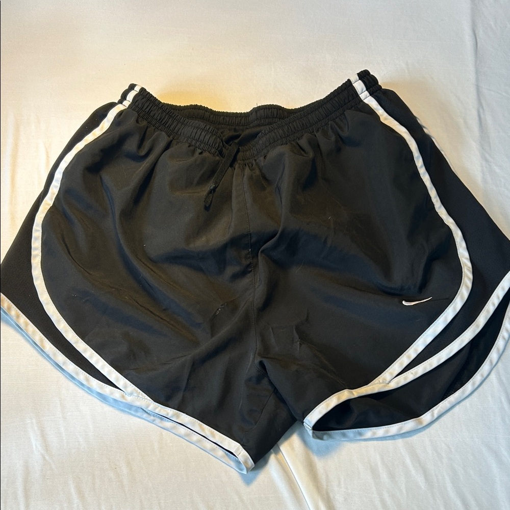 Nike Women's Black and White Athletic Shorts